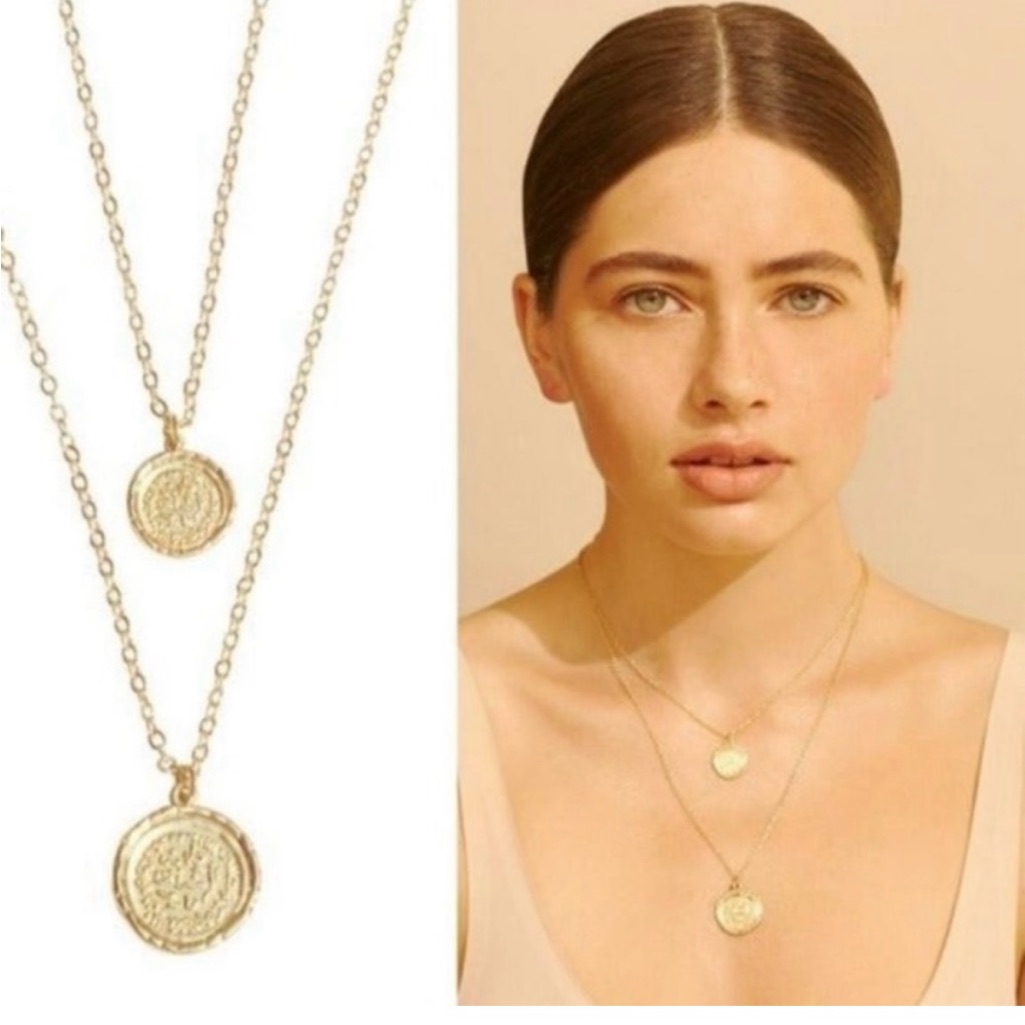 Amber Sceats Double Coin Gold Plated Necklace From Revolve.